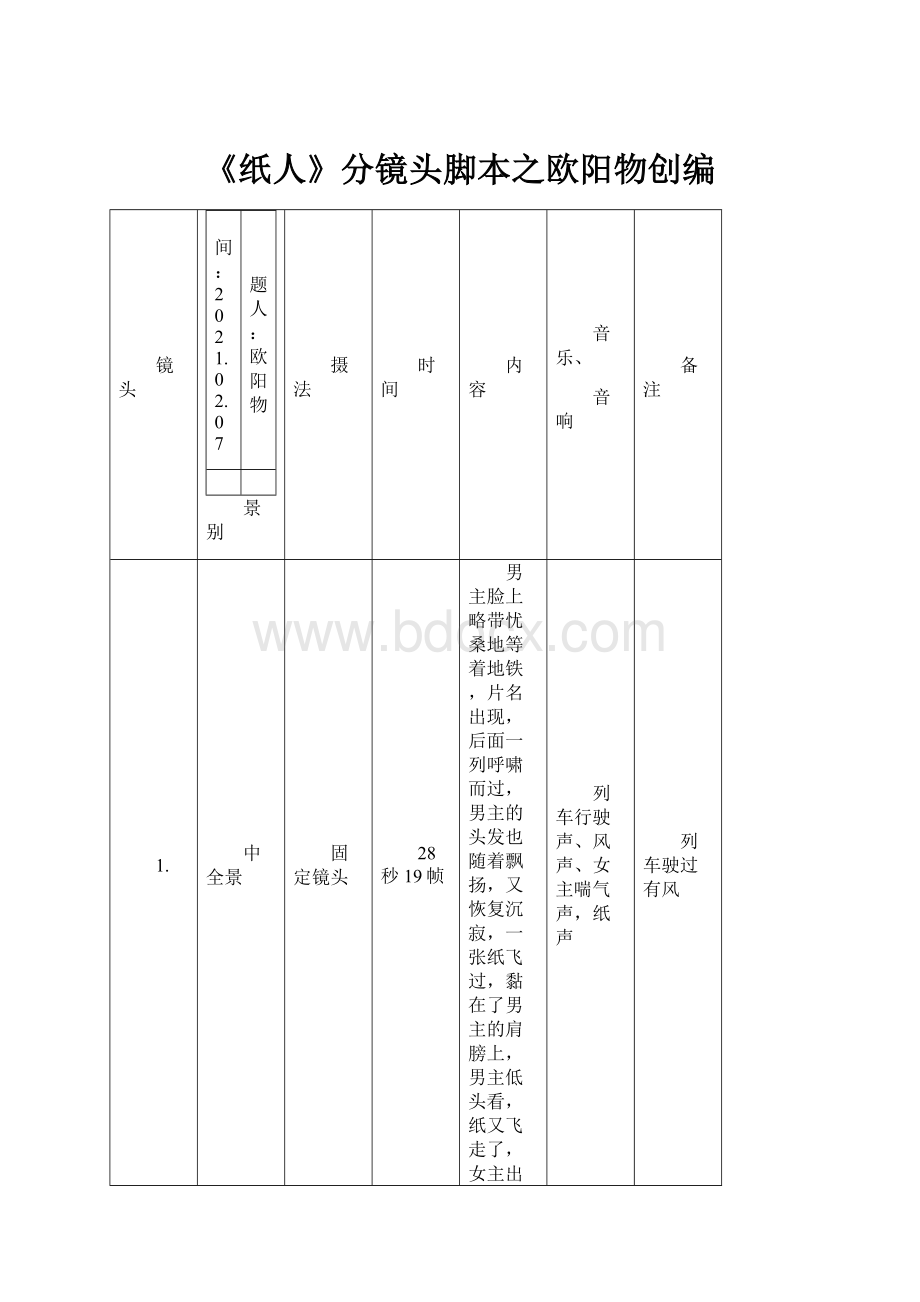 《纸人》分镜头脚本之欧阳物创编Word格式.docx