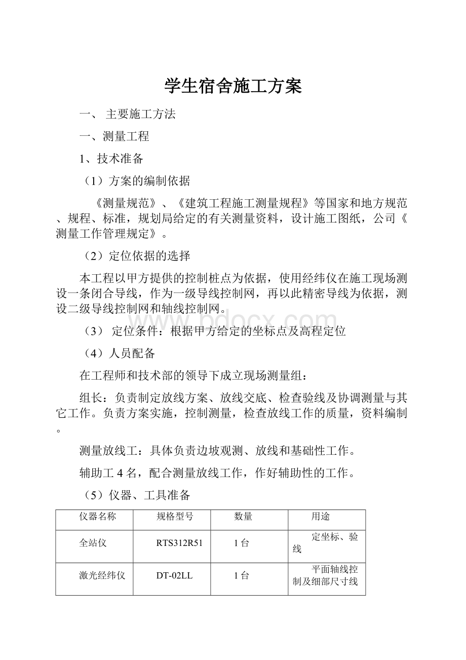 学生宿舍施工方案.docx_第1页