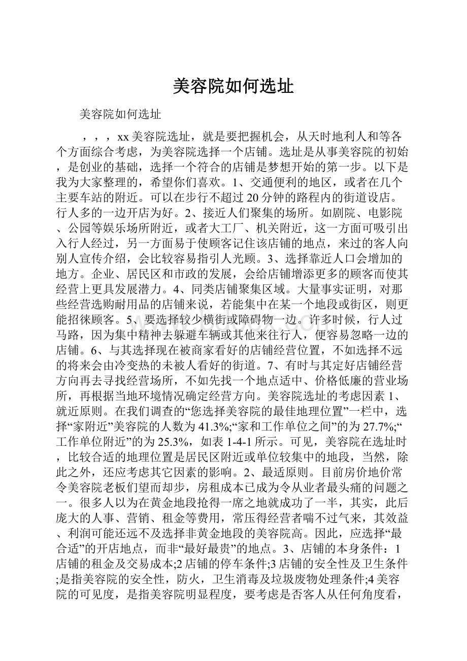 美容院如何选址Word下载.docx_第1页