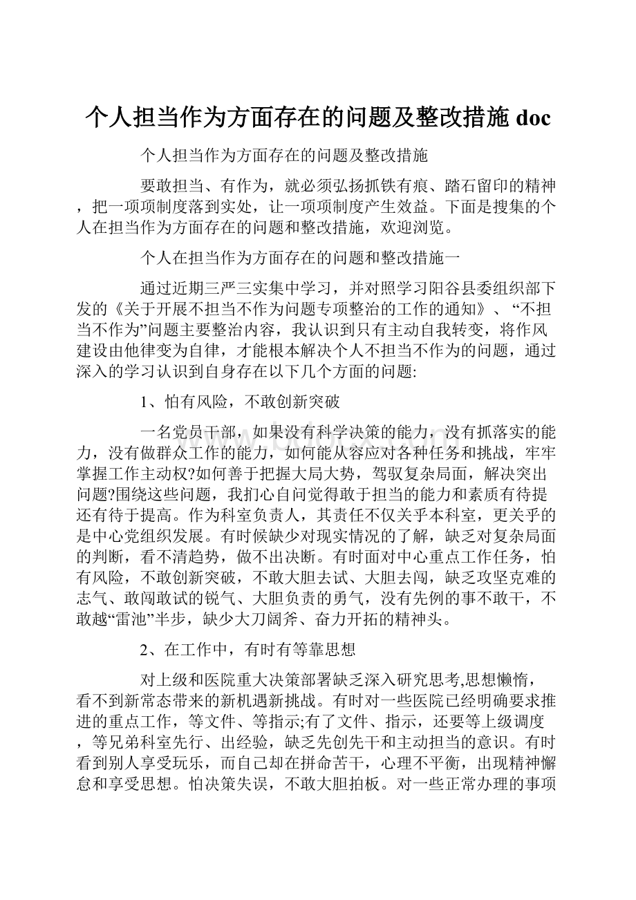 个人担当作为方面存在的问题及整改措施doc.docx