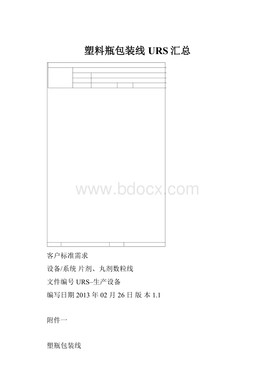 塑料瓶包装线URS汇总文档格式.docx