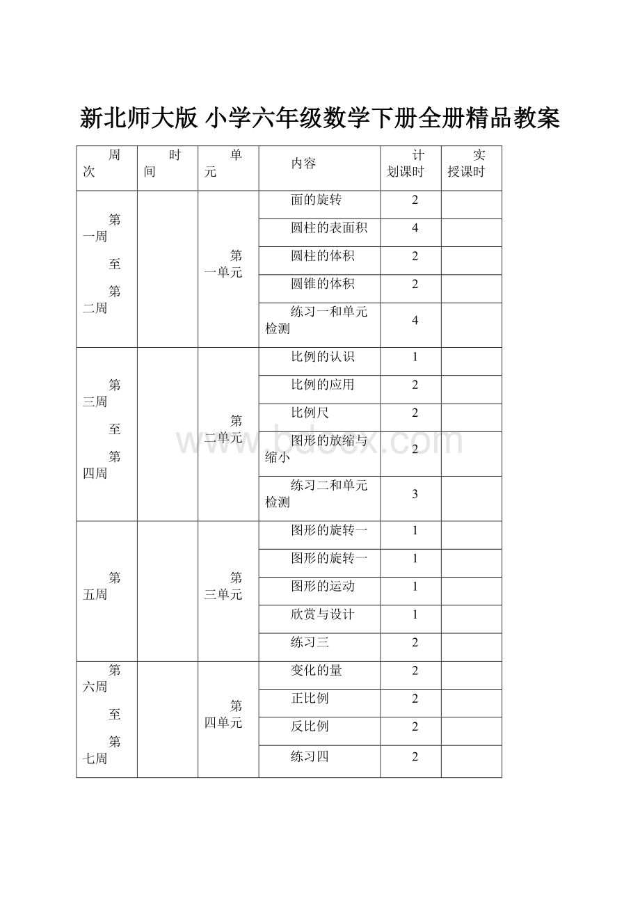 新北师大版 小学六年级数学下册全册精品教案Word格式.docx