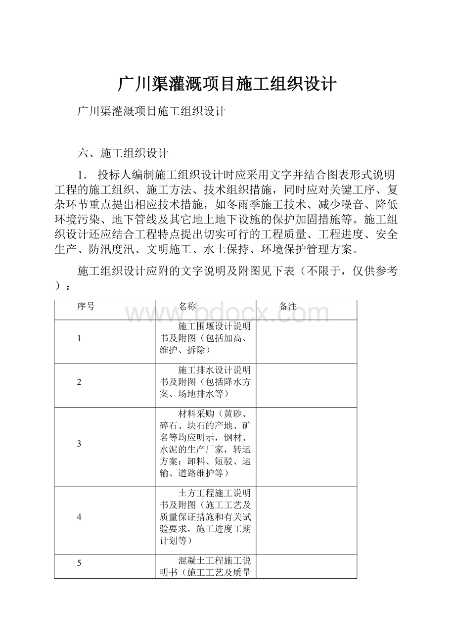 广川渠灌溉项目施工组织设计.docx_第1页