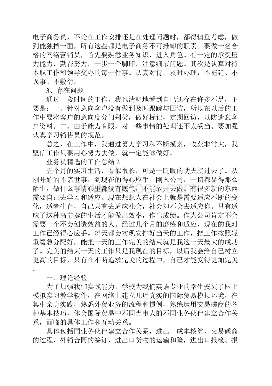 业务员精选的工作总结.docx_第3页