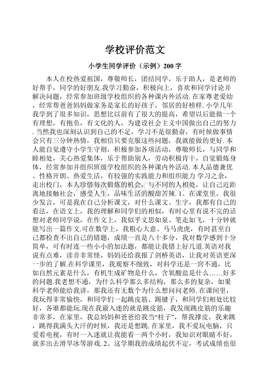 学校评价范文Word下载.docx_第1页