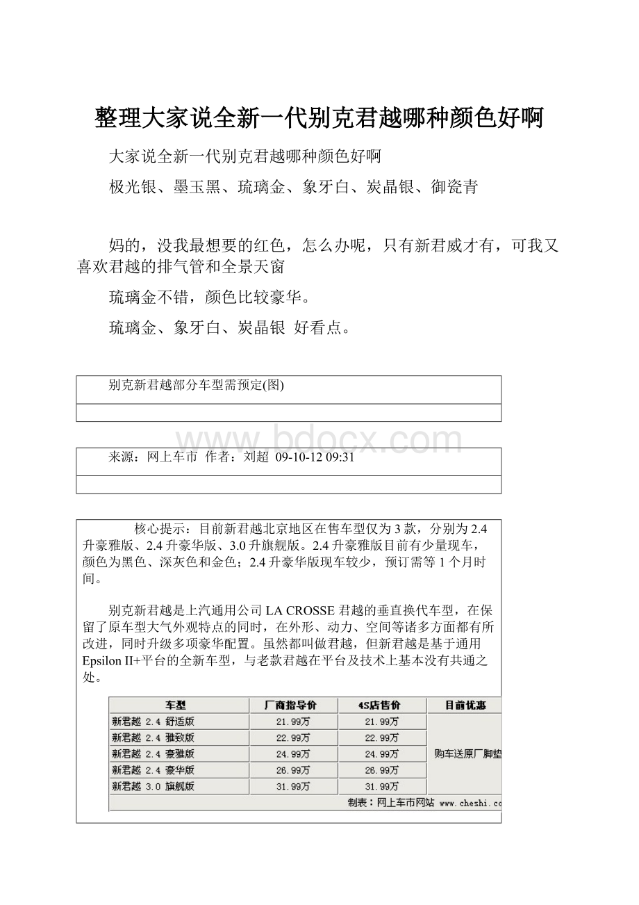 整理大家说全新一代别克君越哪种颜色好啊Word文件下载.docx