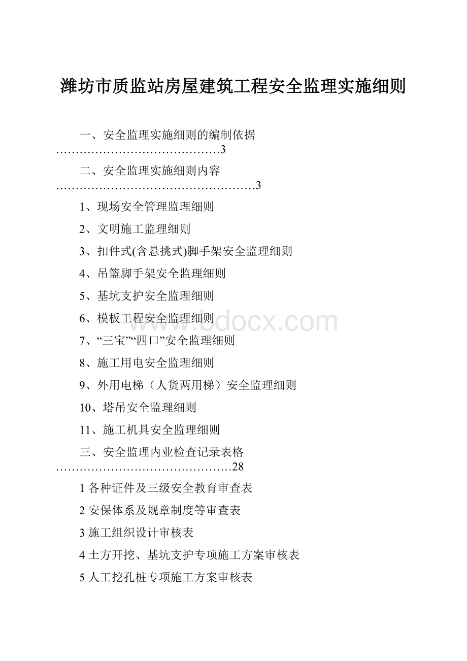 潍坊市质监站房屋建筑工程安全监理实施细则Word文件下载.docx