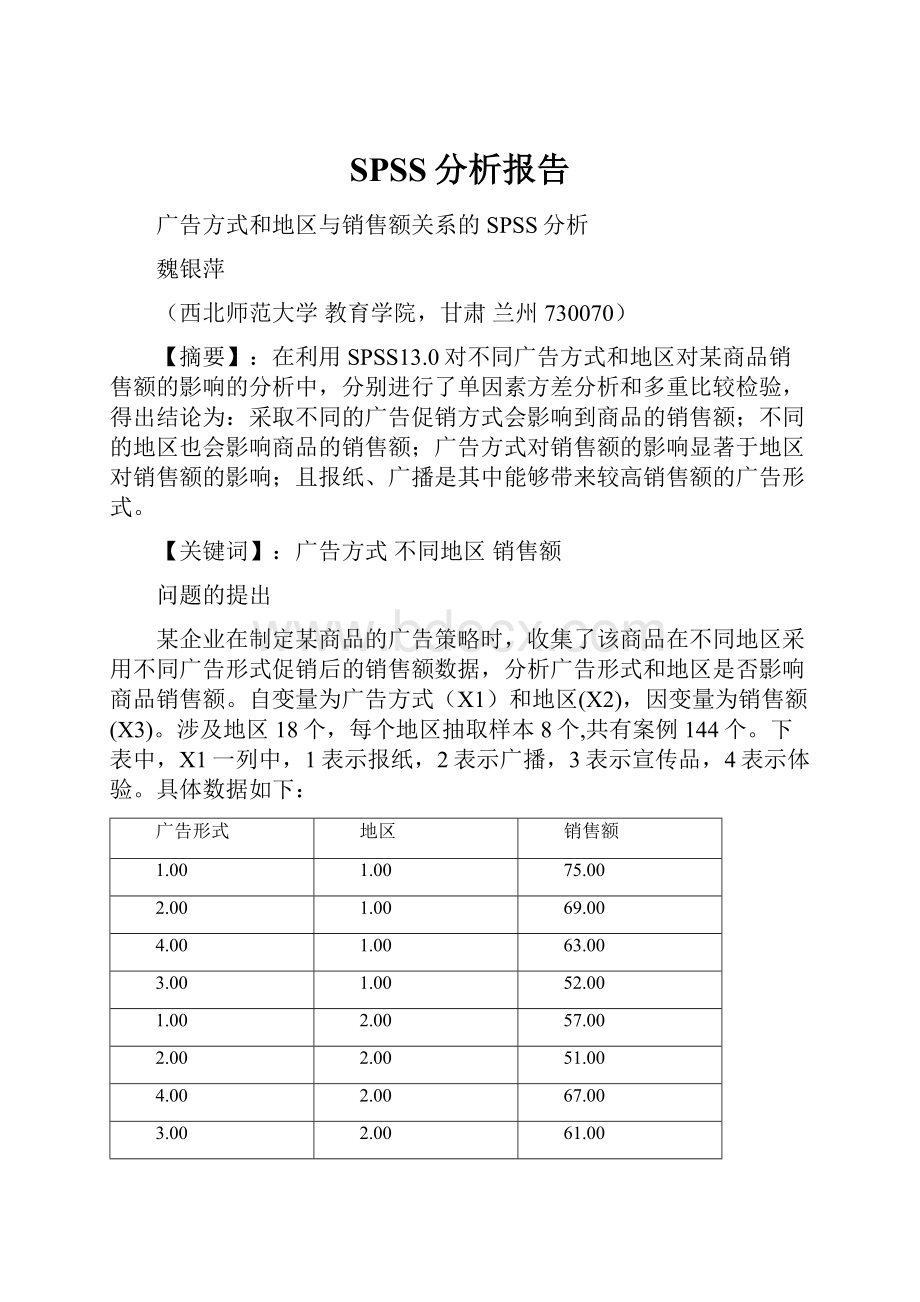 SPSS分析报告Word格式文档下载.docx_第1页