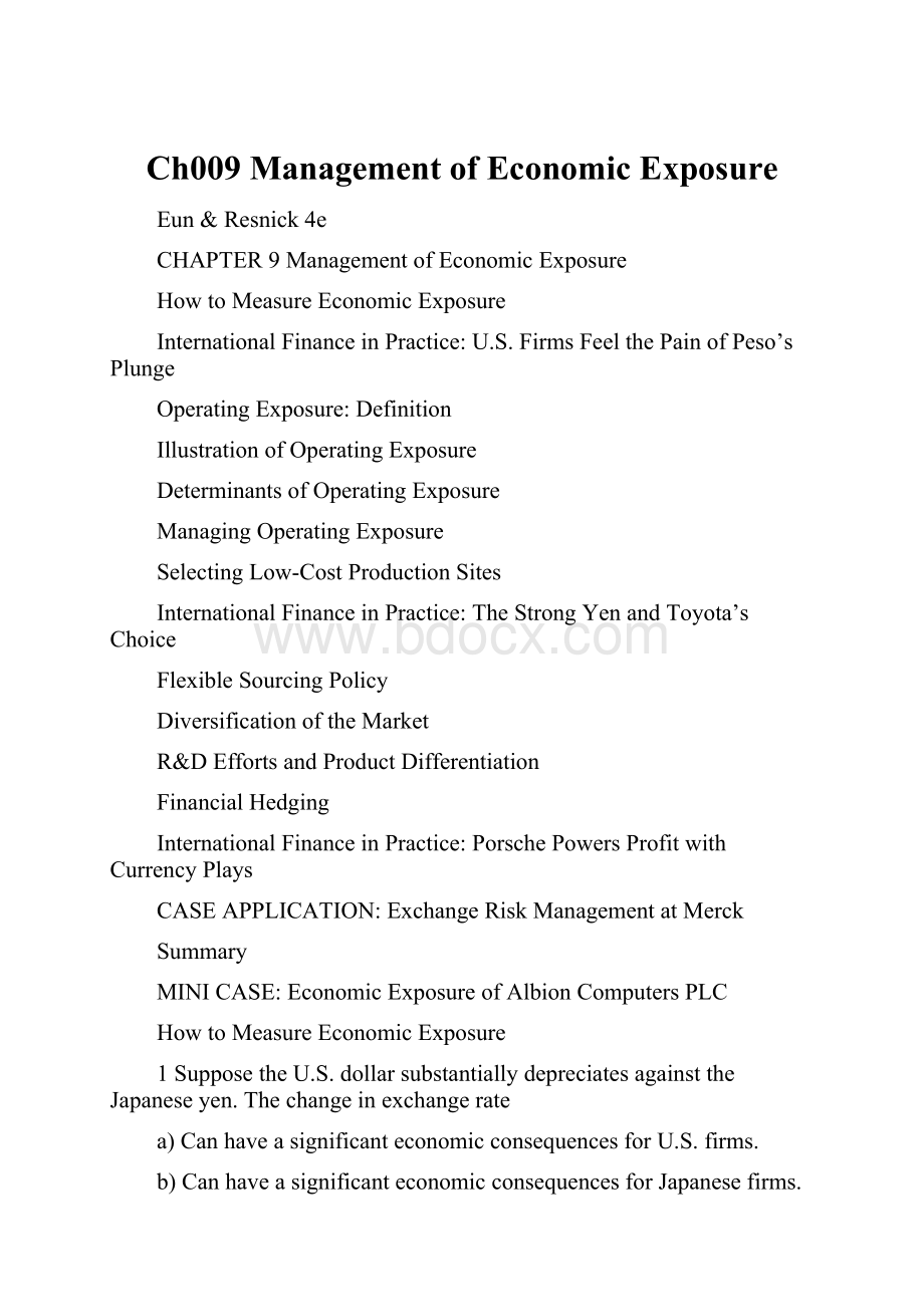 Ch009 Management of Economic Exposure.docx_第1页