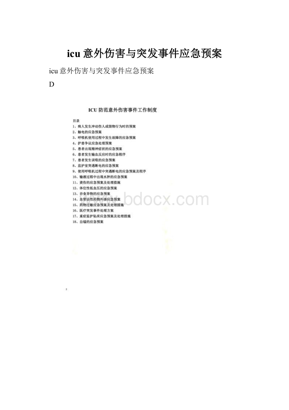 icu意外伤害与突发事件应急预案Word格式.docx