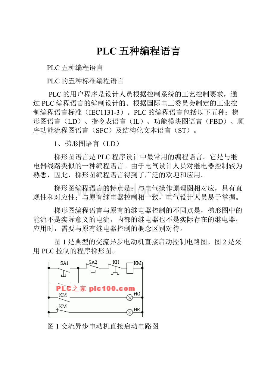 PLC五种编程语言Word文档下载推荐.docx_第1页