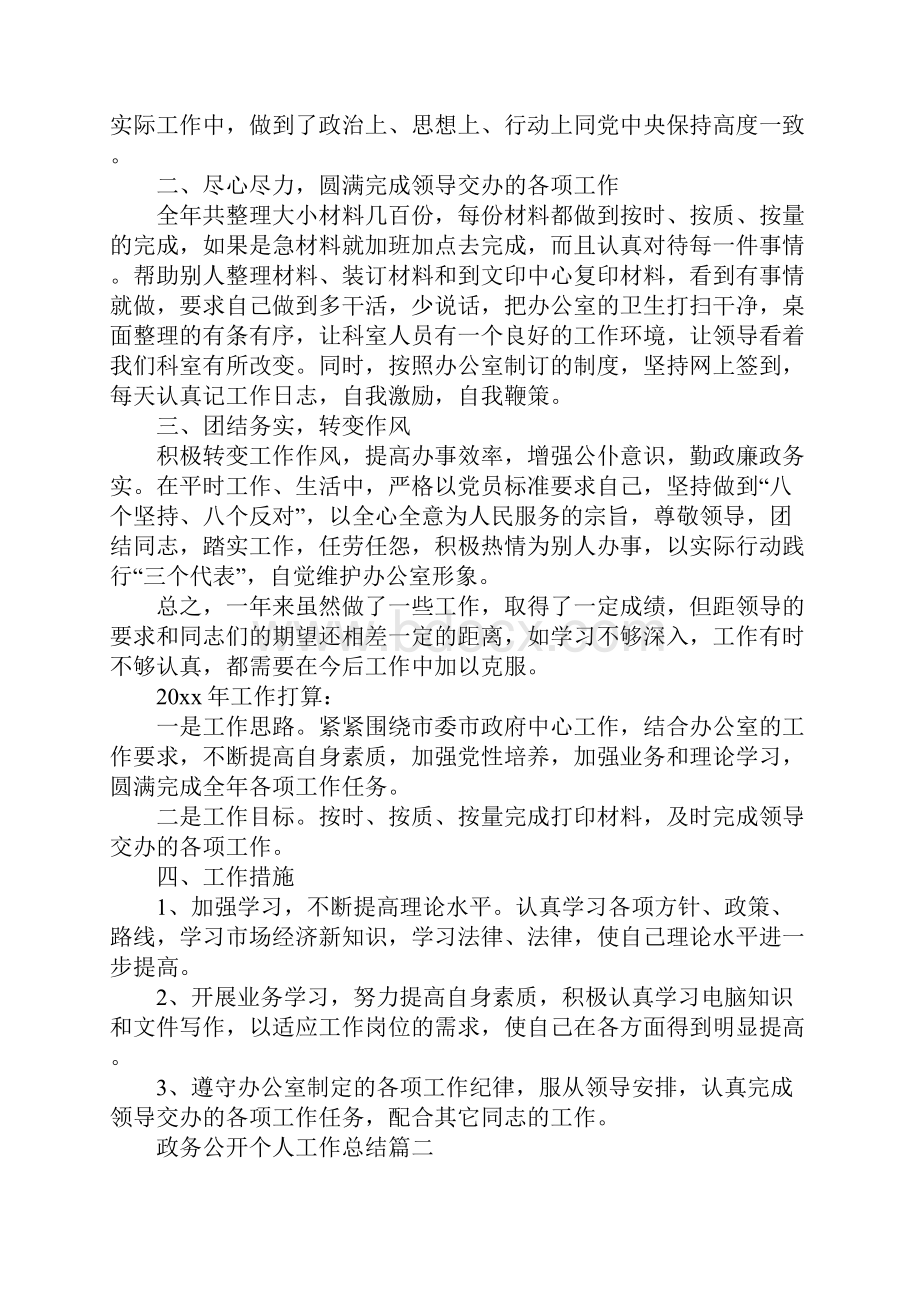 政务公开个人工作总结Word文档下载推荐.docx_第2页