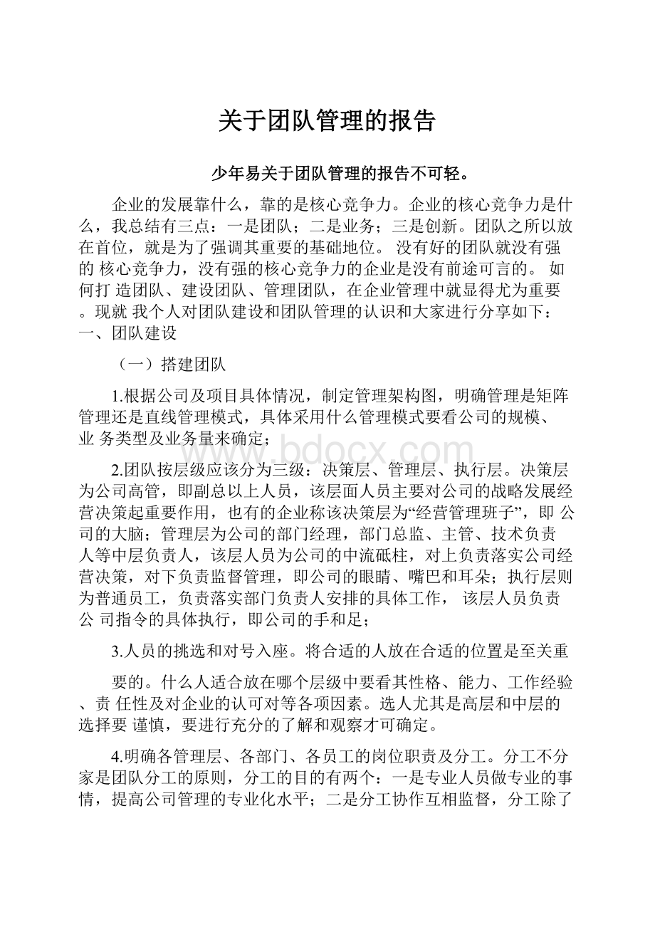 关于团队管理的报告.docx