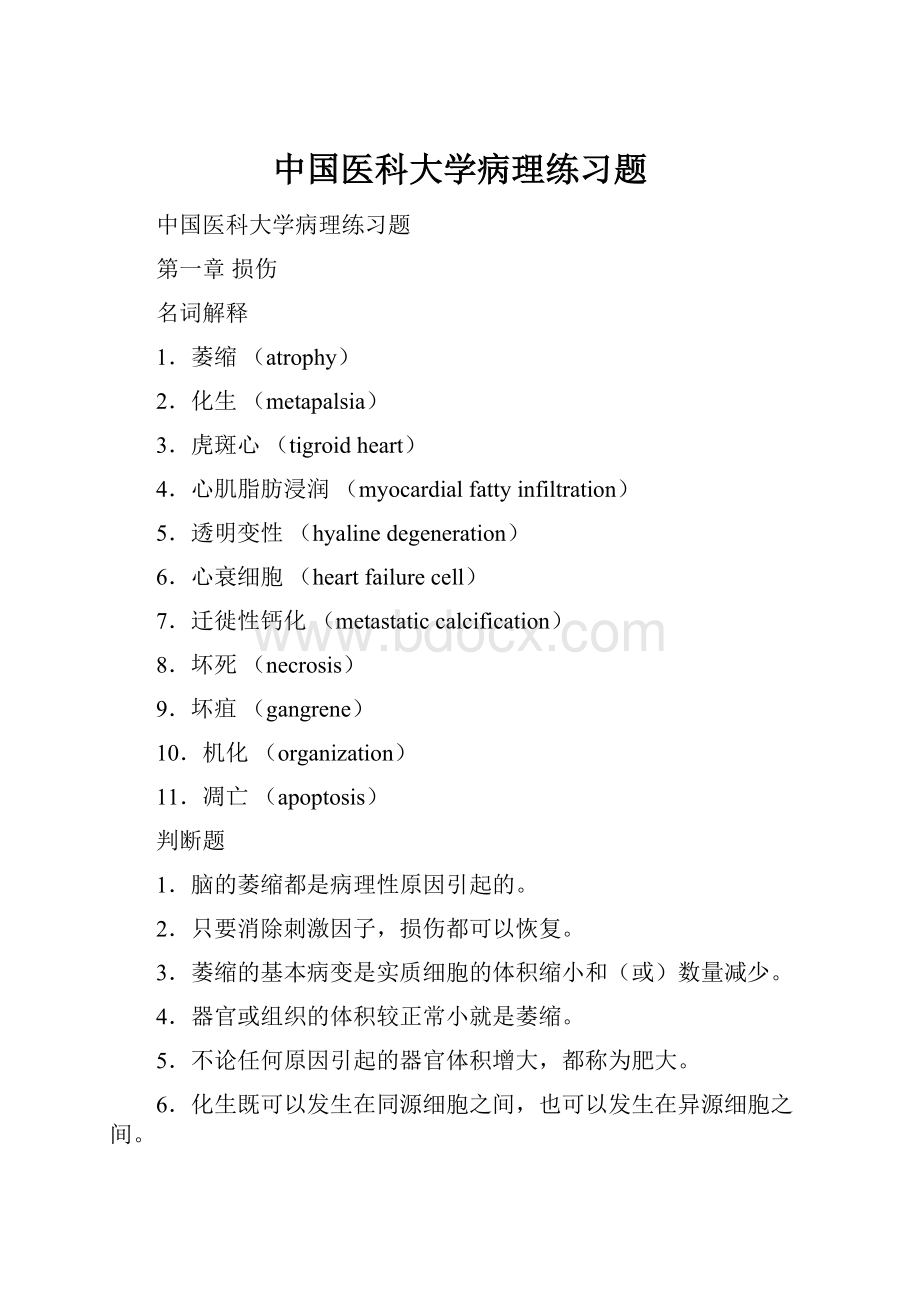 中国医科大学病理练习题Word格式.docx_第1页