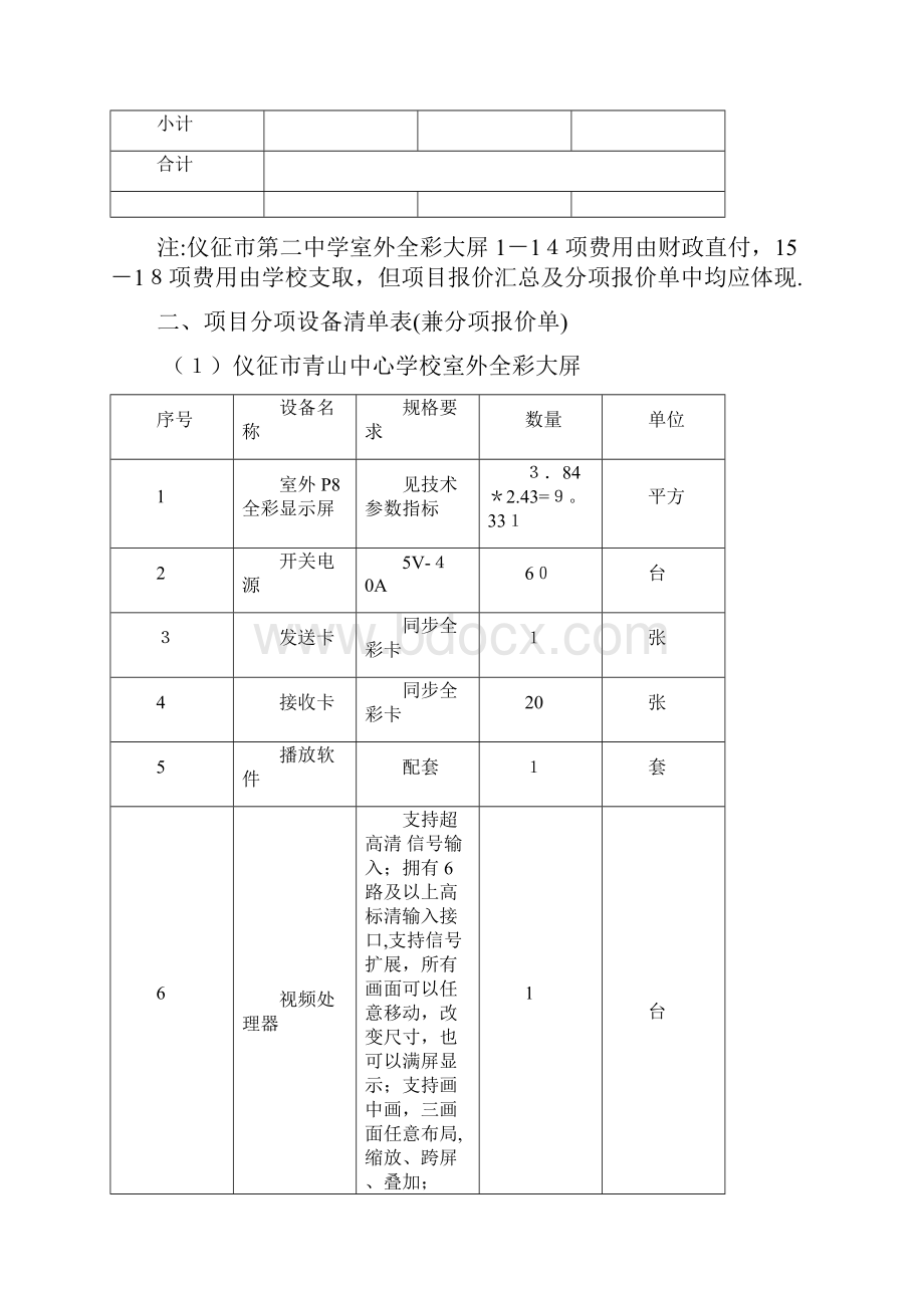 仪征市部分学校LED显示屏和音响设备采购项目清单 2doc.docx_第2页