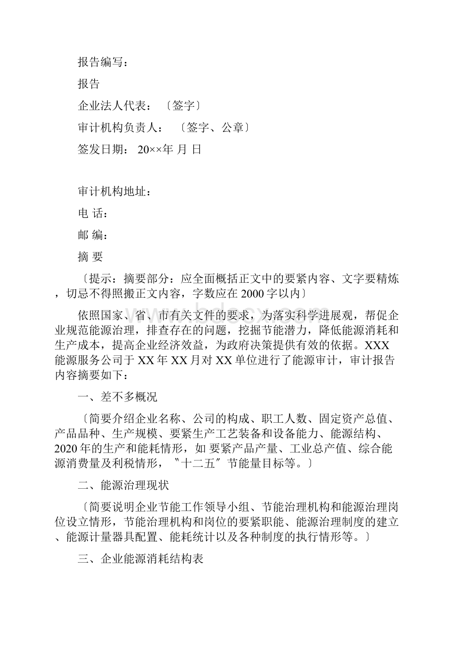 XXX年能源审计报告模本Word格式文档下载.docx_第2页