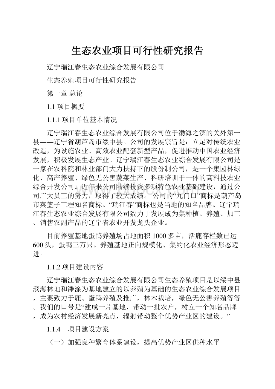 生态农业项目可行性研究报告Word格式.docx_第1页