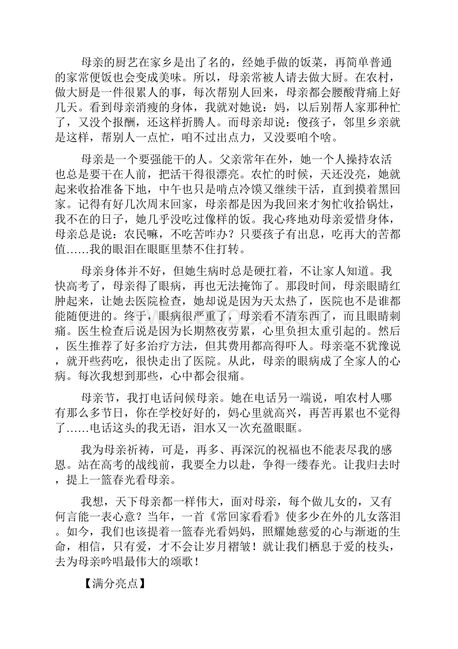 安徽高考满分作文范文提篮春光看妈妈3完整篇doc.docx_第3页