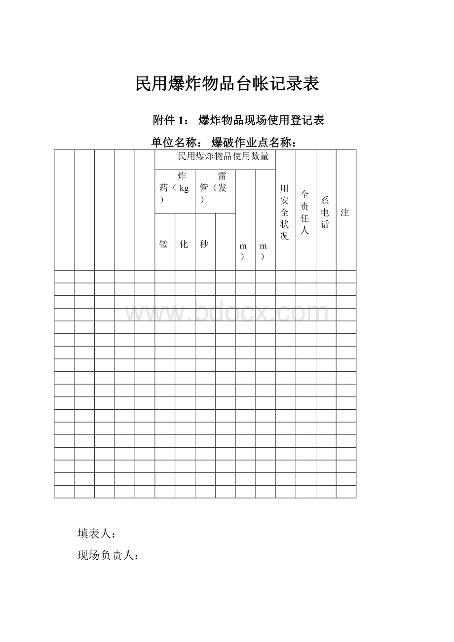 民用爆炸物品台帐记录表.docx_第1页