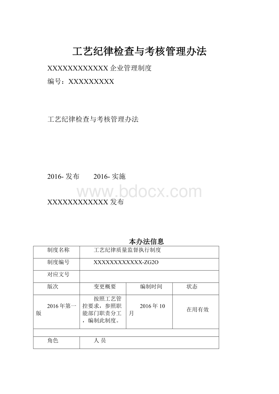 工艺纪律检查与考核管理办法Word文档下载推荐.docx