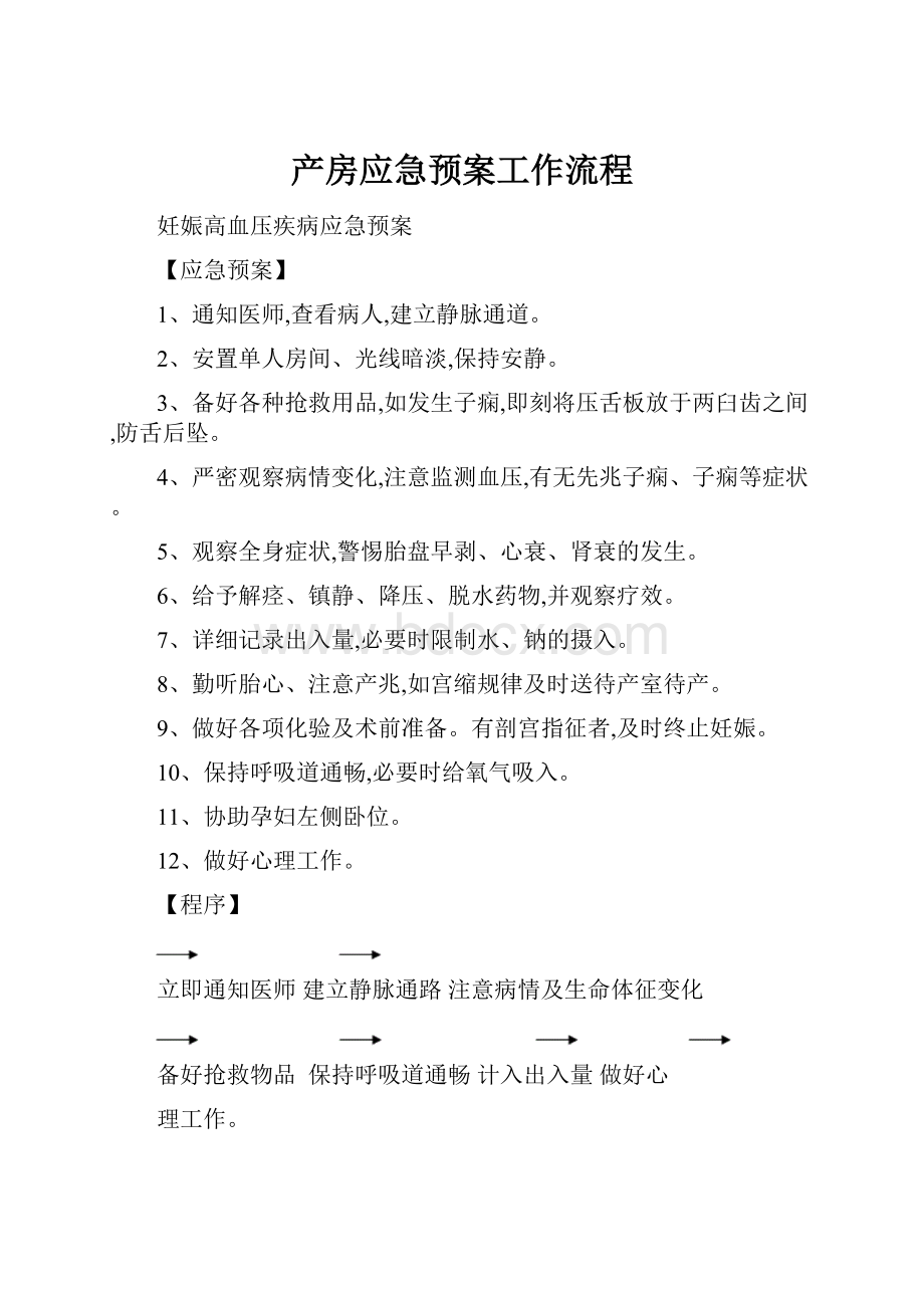 产房应急预案工作流程Word格式.docx