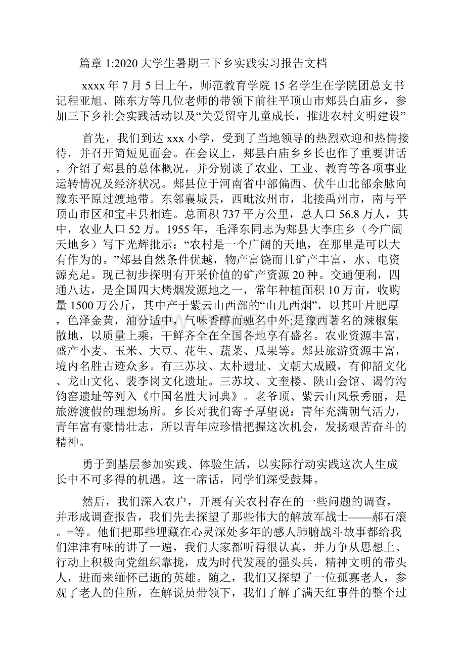 大学生暑期三下乡实践实习报告文档3篇.docx_第2页