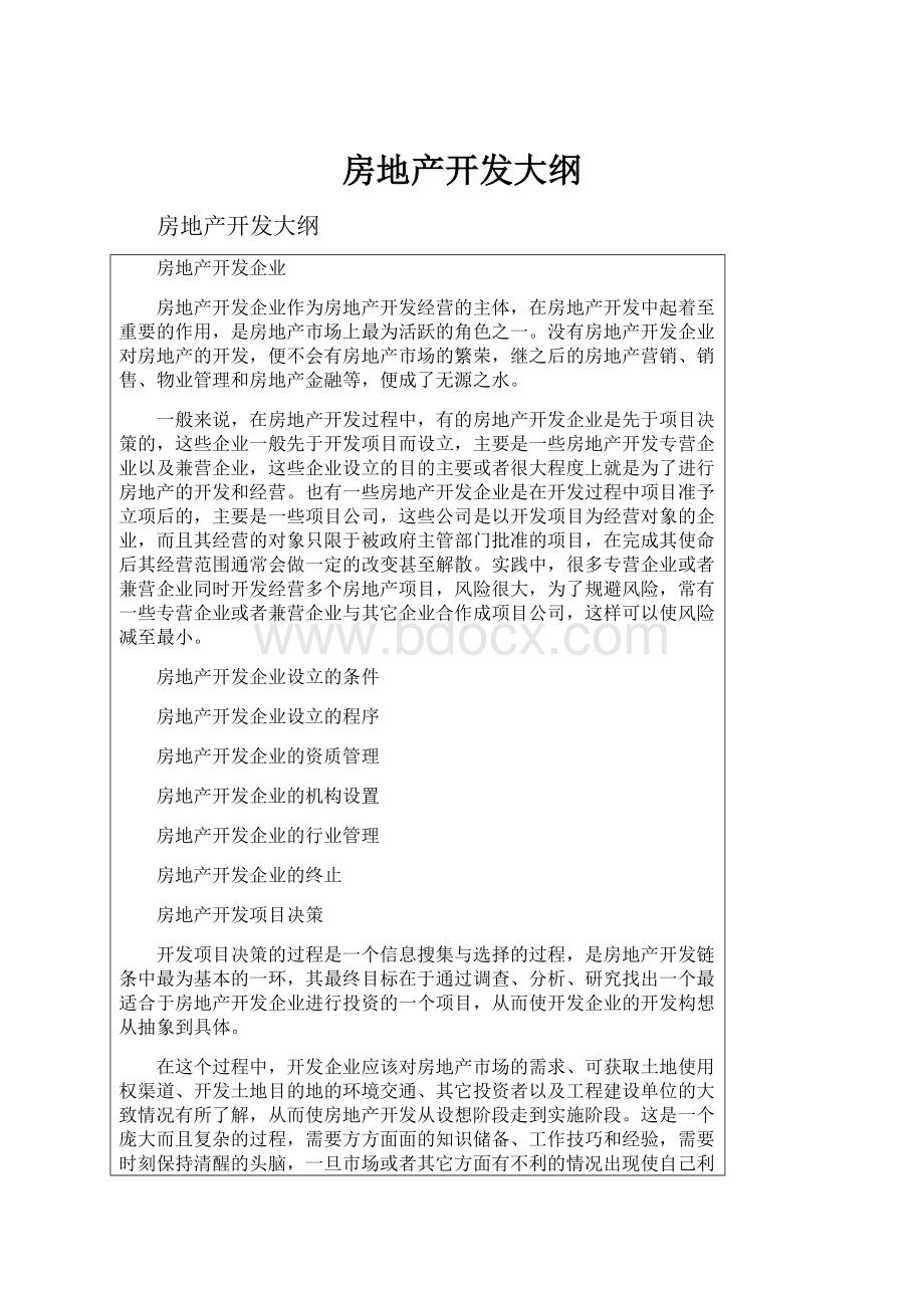 房地产开发大纲Word文档下载推荐.docx_第1页