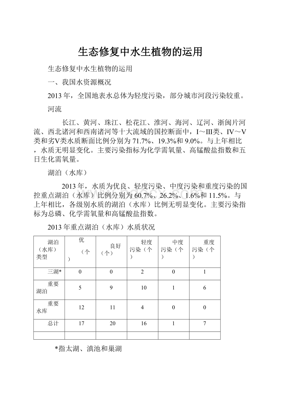 生态修复中水生植物的运用.docx_第1页