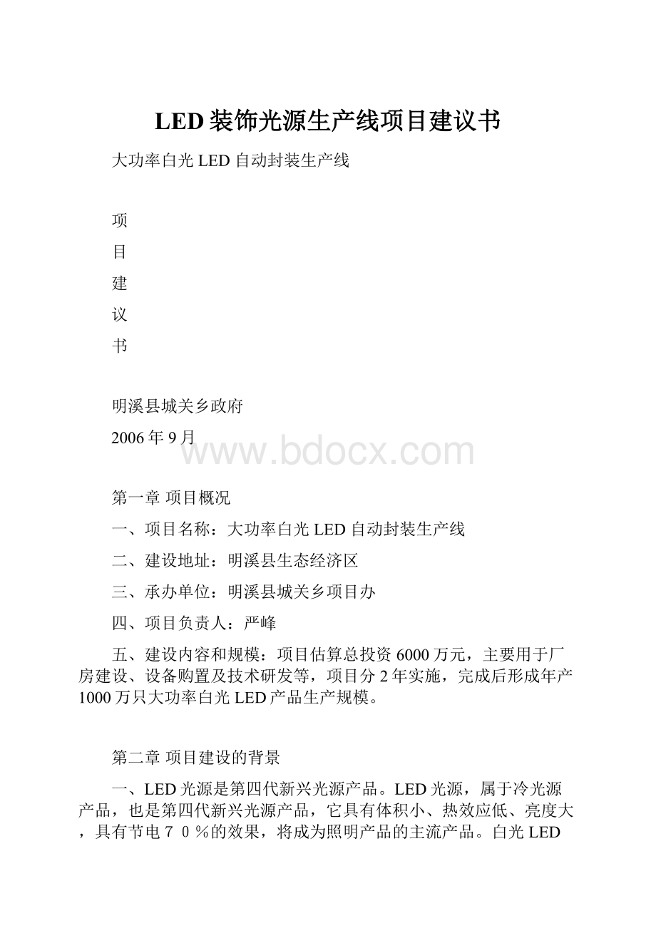 LED装饰光源生产线项目建议书.docx_第1页