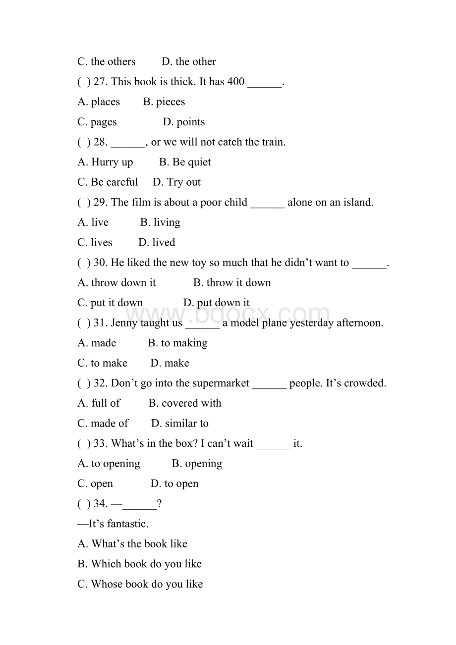 八年级英语下册Unit8HaveyoureadTreasureIslandyet单元测试题新版人教新目标版Word格式.docx_第2页