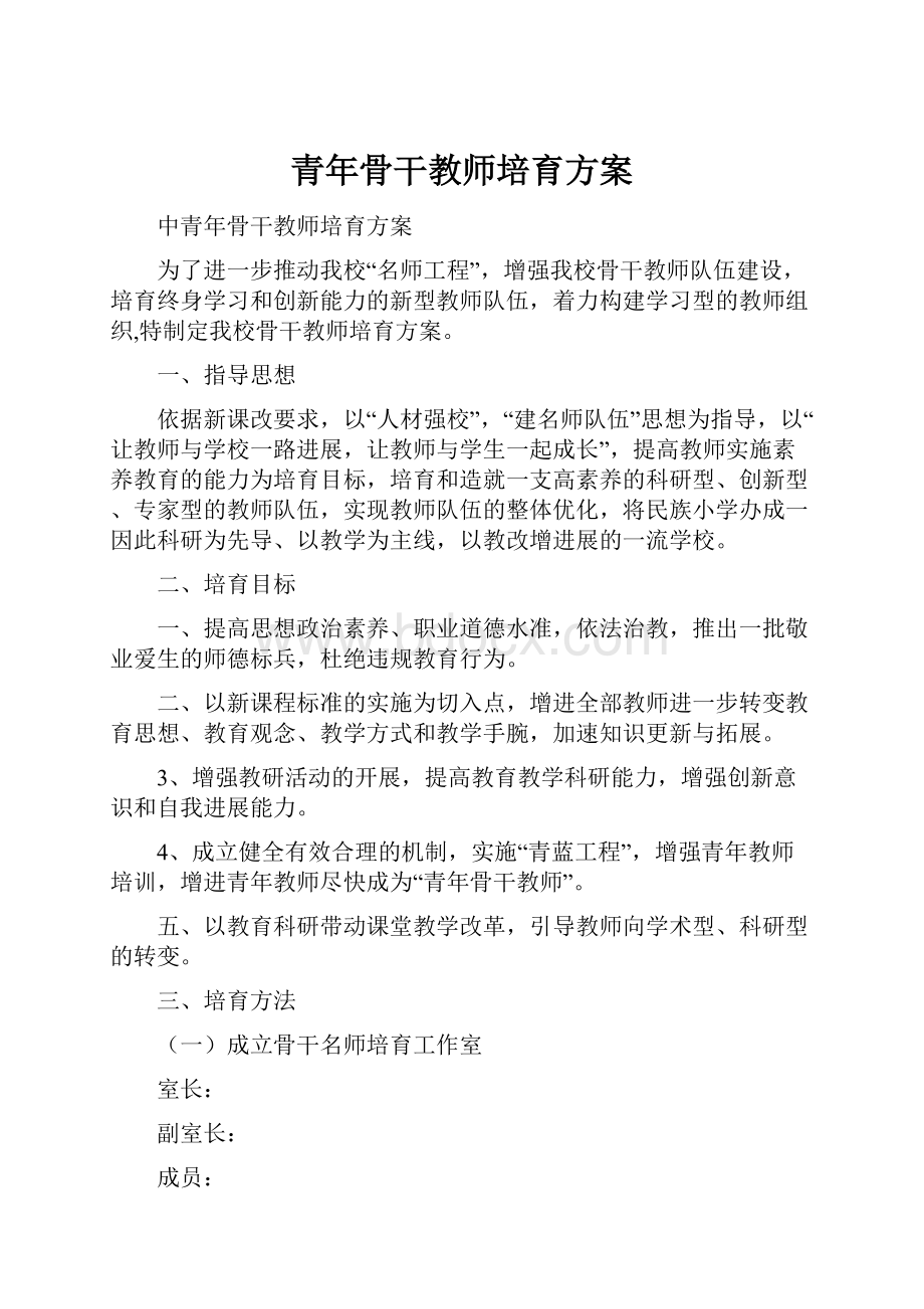 青年骨干教师培育方案.docx