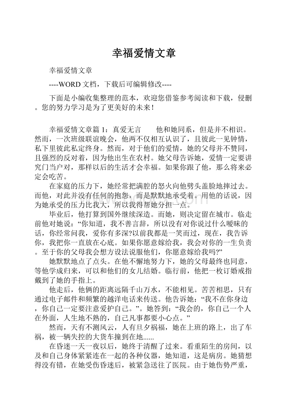 幸福爱情文章Word格式文档下载.docx