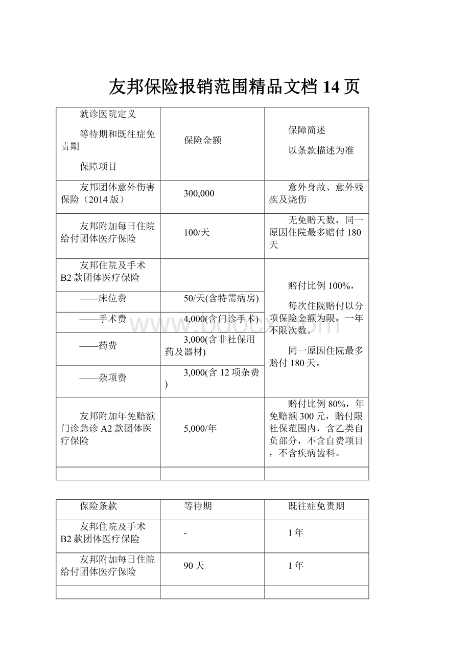 友邦保险报销范围精品文档14页.docx