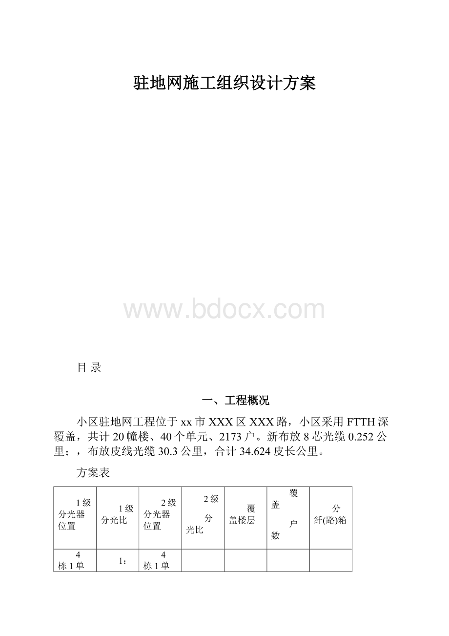 驻地网施工组织设计方案Word下载.docx_第1页