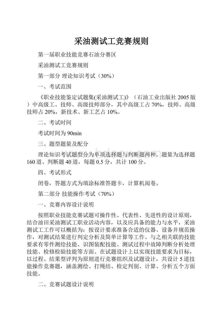 采油测试工竞赛规则Word文档格式.docx_第1页