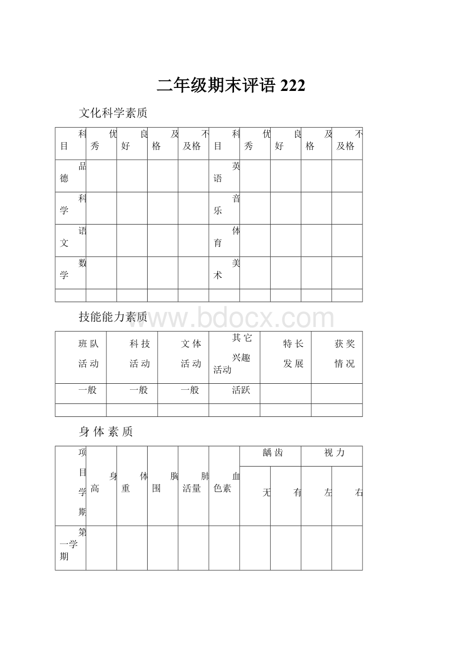 二年级期末评语222.docx_第1页