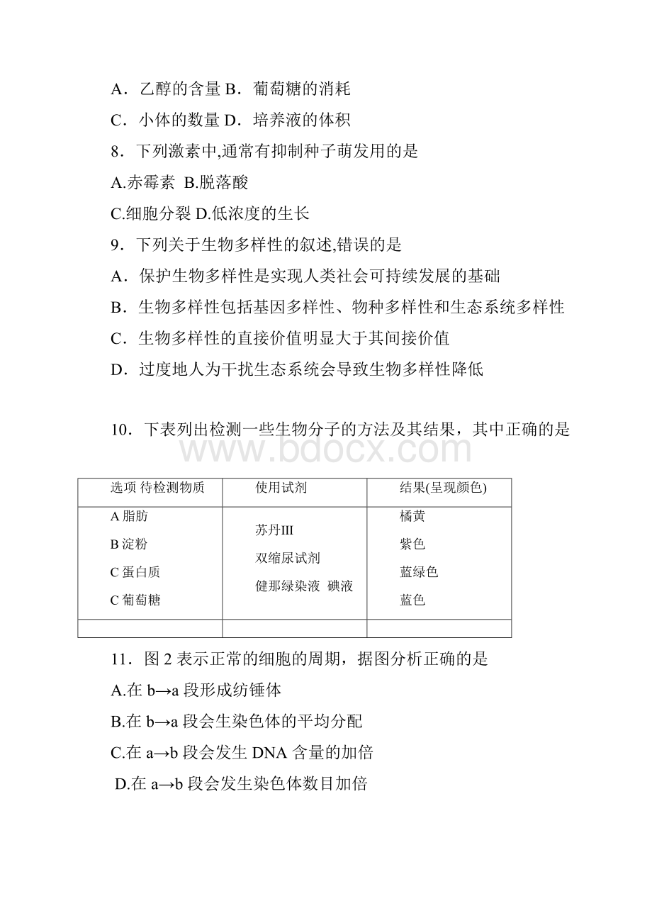 201广东普通高中学业水平考试生物真题有答案版本.docx_第3页