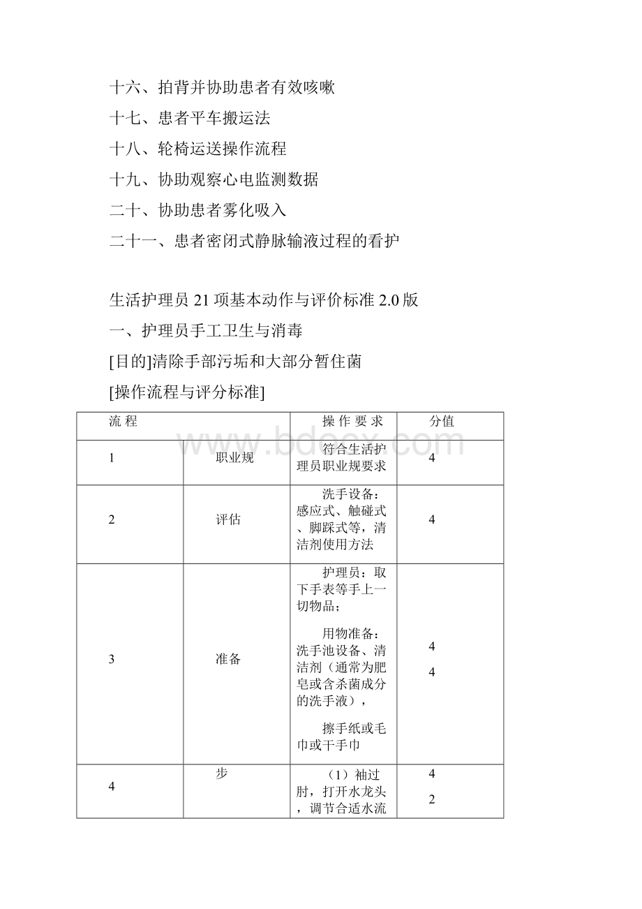 养老院护理员21项基本动作及评价标准Word文档格式.docx_第2页