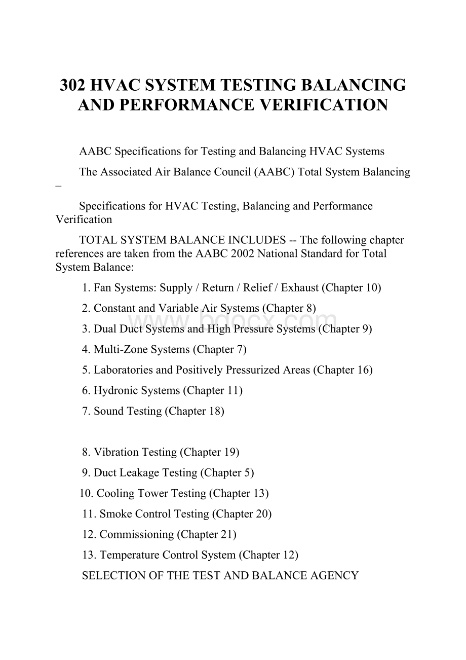 302 HVAC SYSTEM TESTING BALANCING AND PERFORMANCE VERIFICATION.docx