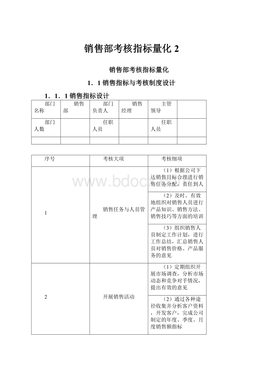 销售部考核指标量化 2.docx