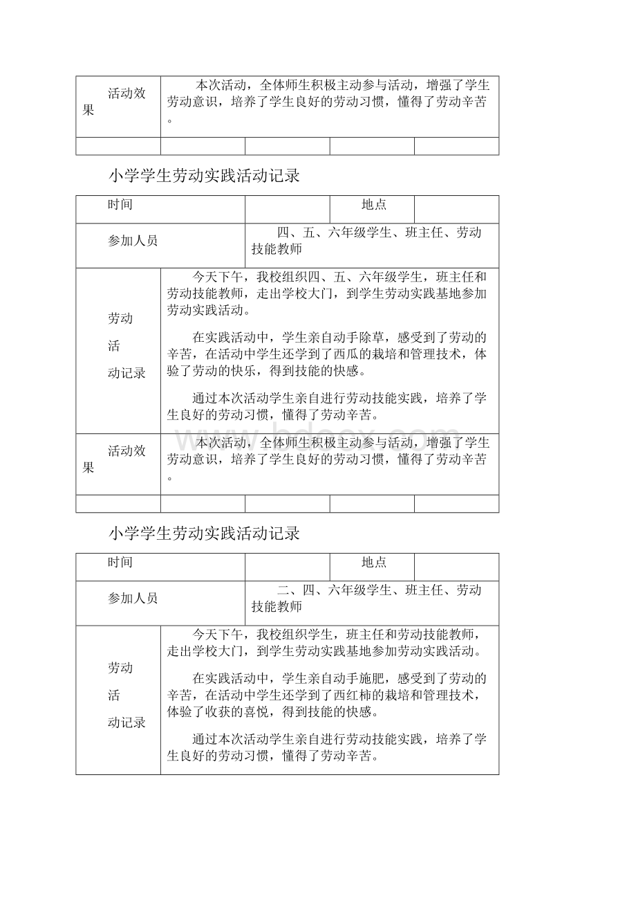 小学学生劳动实践活动记录Word格式文档下载.docx_第3页