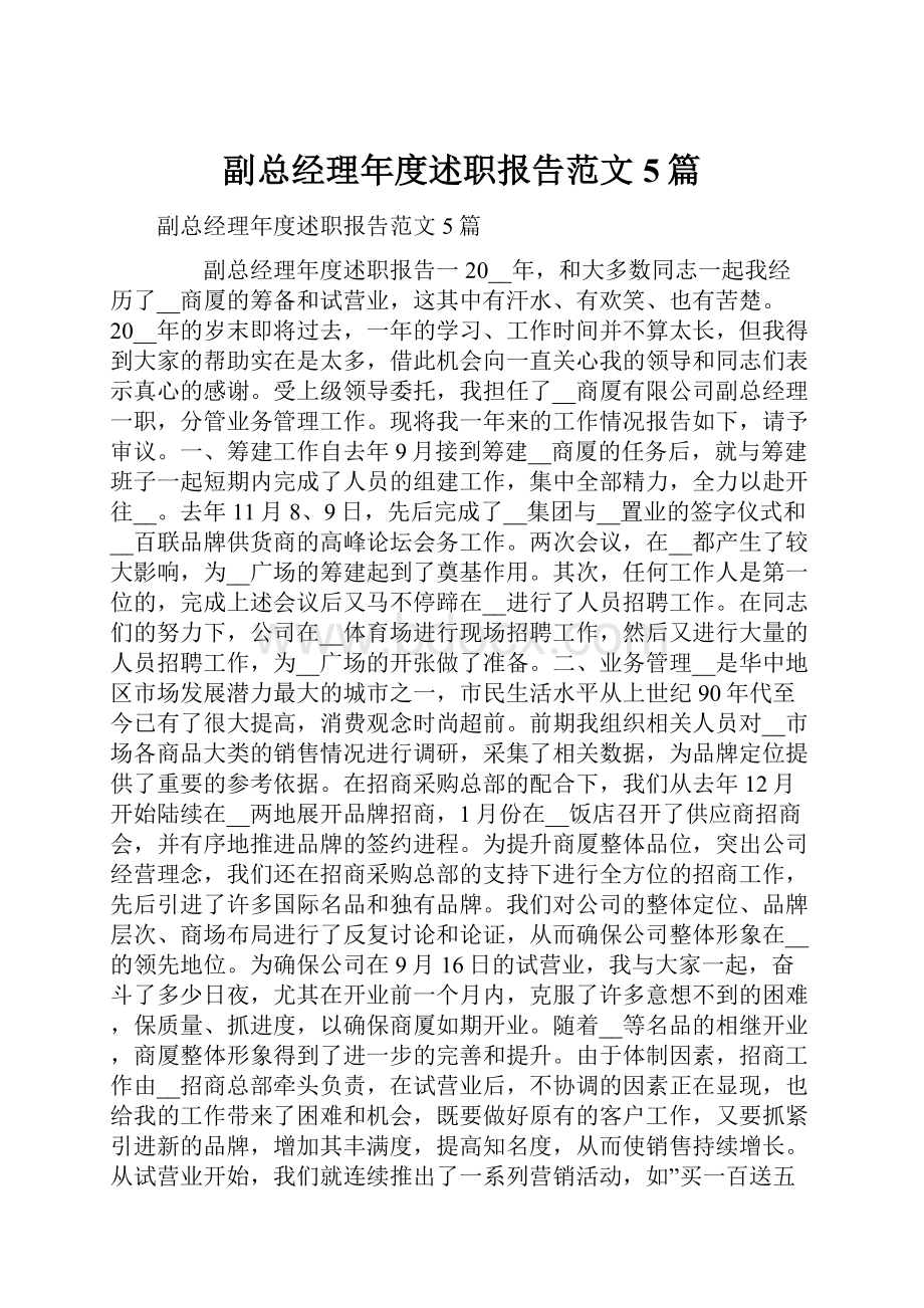 副总经理年度述职报告范文5篇.docx_第1页