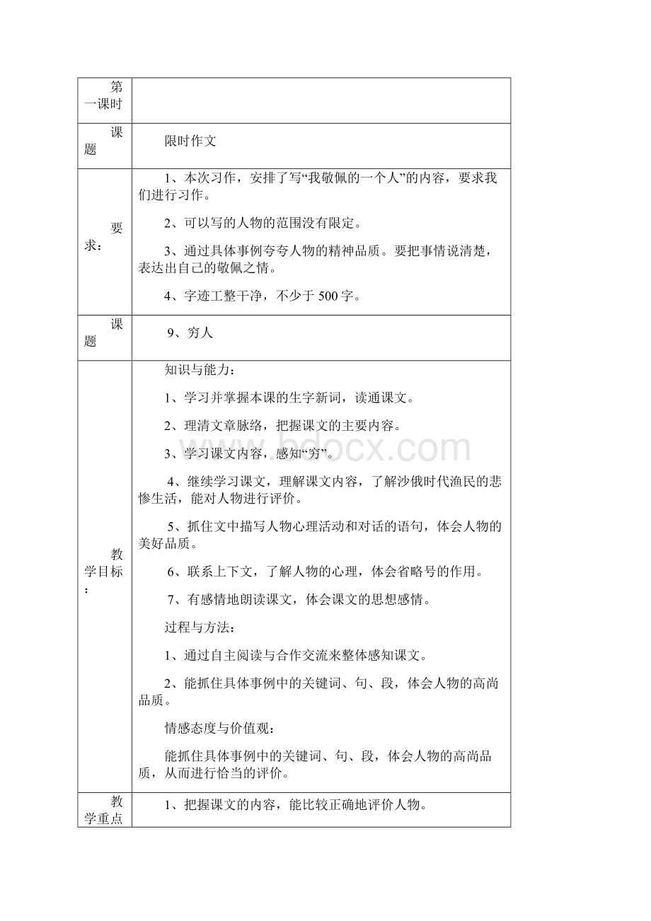 人教版小学语文六年级上册教案集9课到11课Word文档格式.docx_第3页