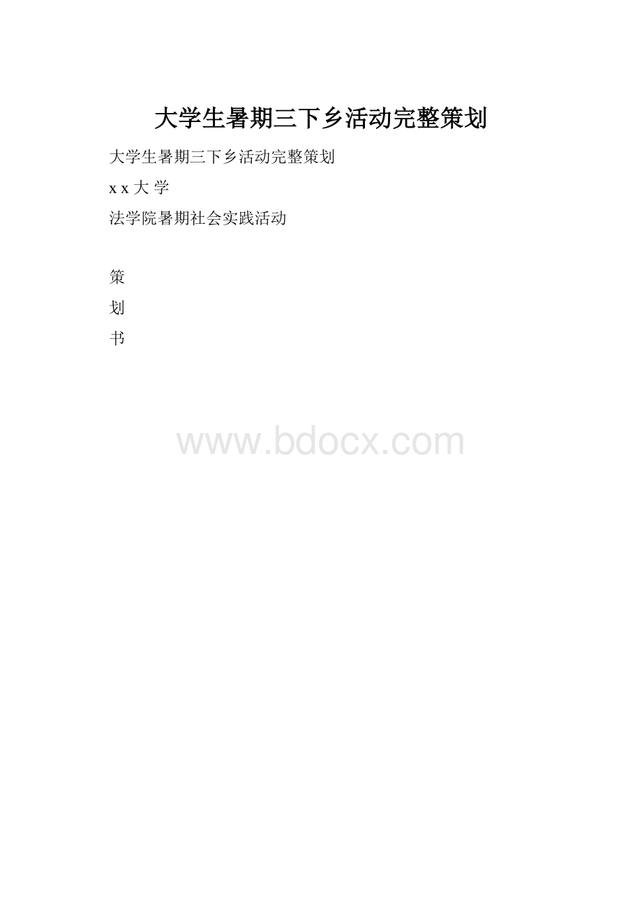 大学生暑期三下乡活动完整策划Word文档格式.docx_第1页