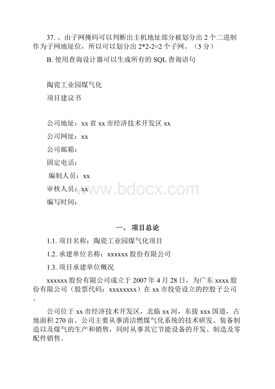 最新600kNm3h陶瓷工业园项目煤气化项目建议书文档格式.docx_第2页