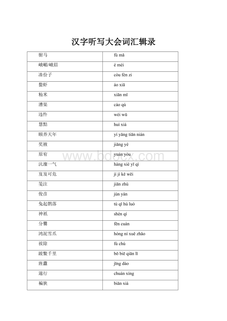 汉字听写大会词汇辑录Word下载.docx