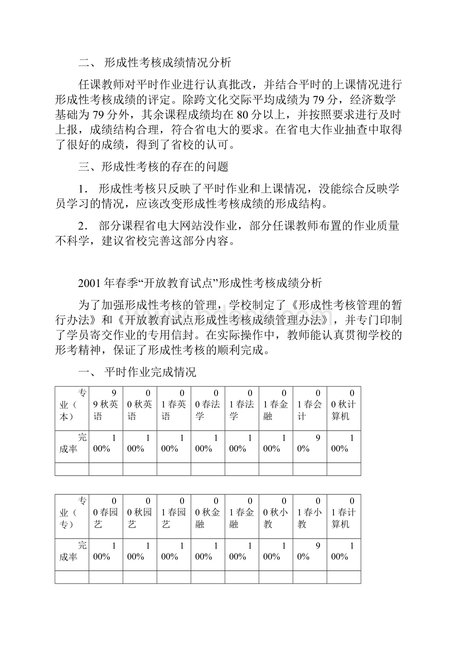 1999年秋季开放教育试点形成性考核情况分析汇总.docx_第3页