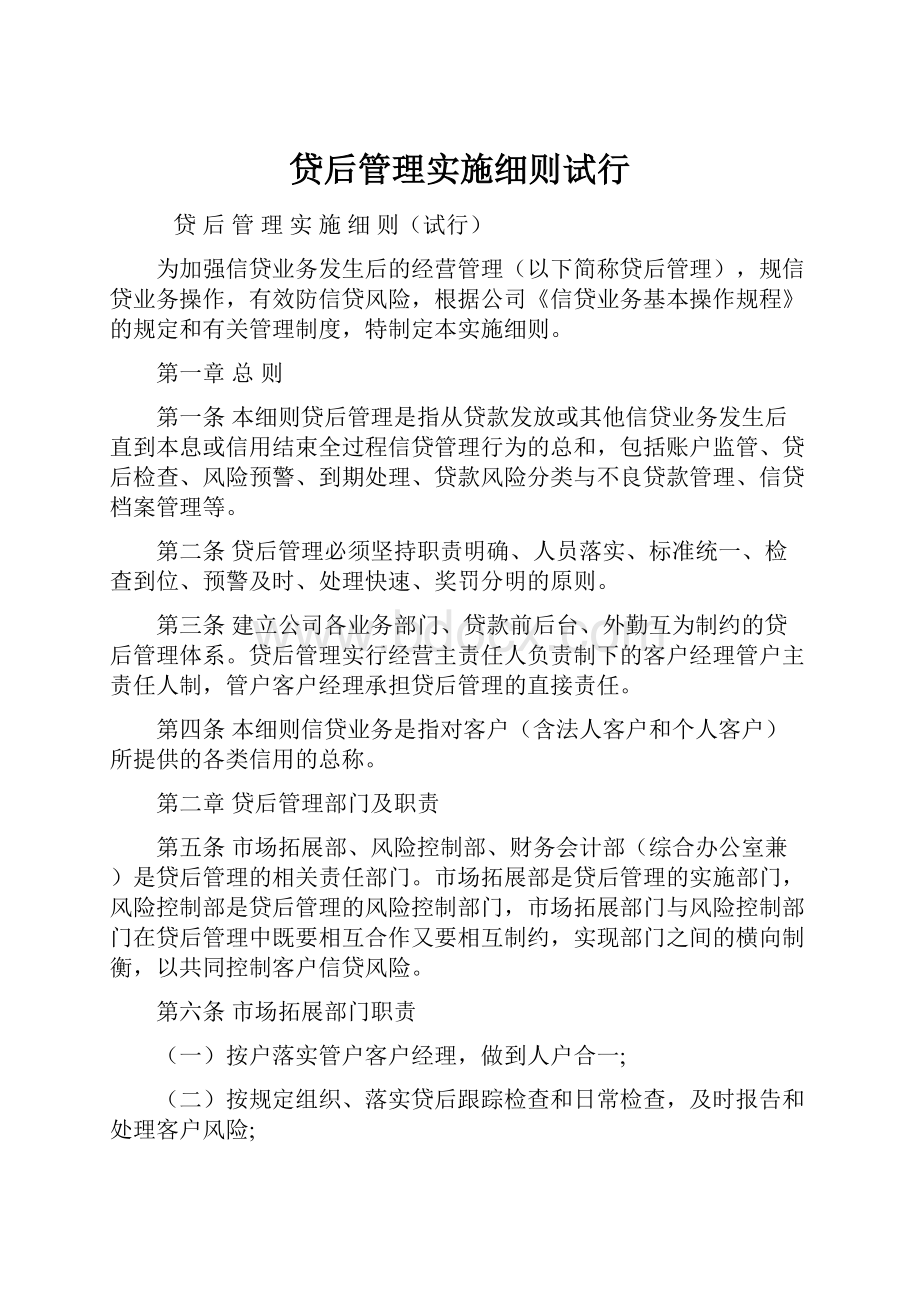 贷后管理实施细则试行.docx