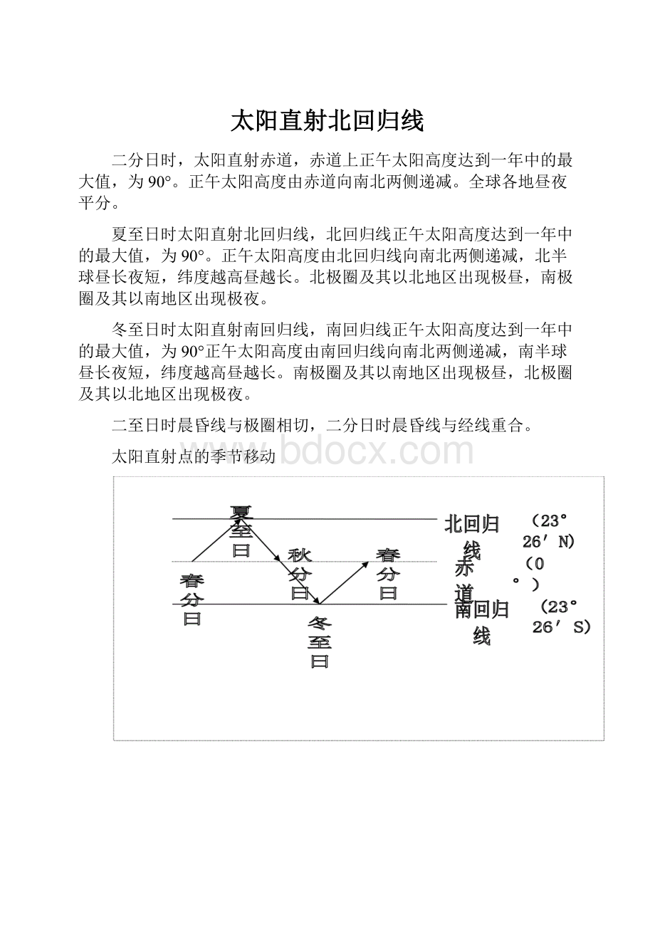 太阳直射北回归线.docx