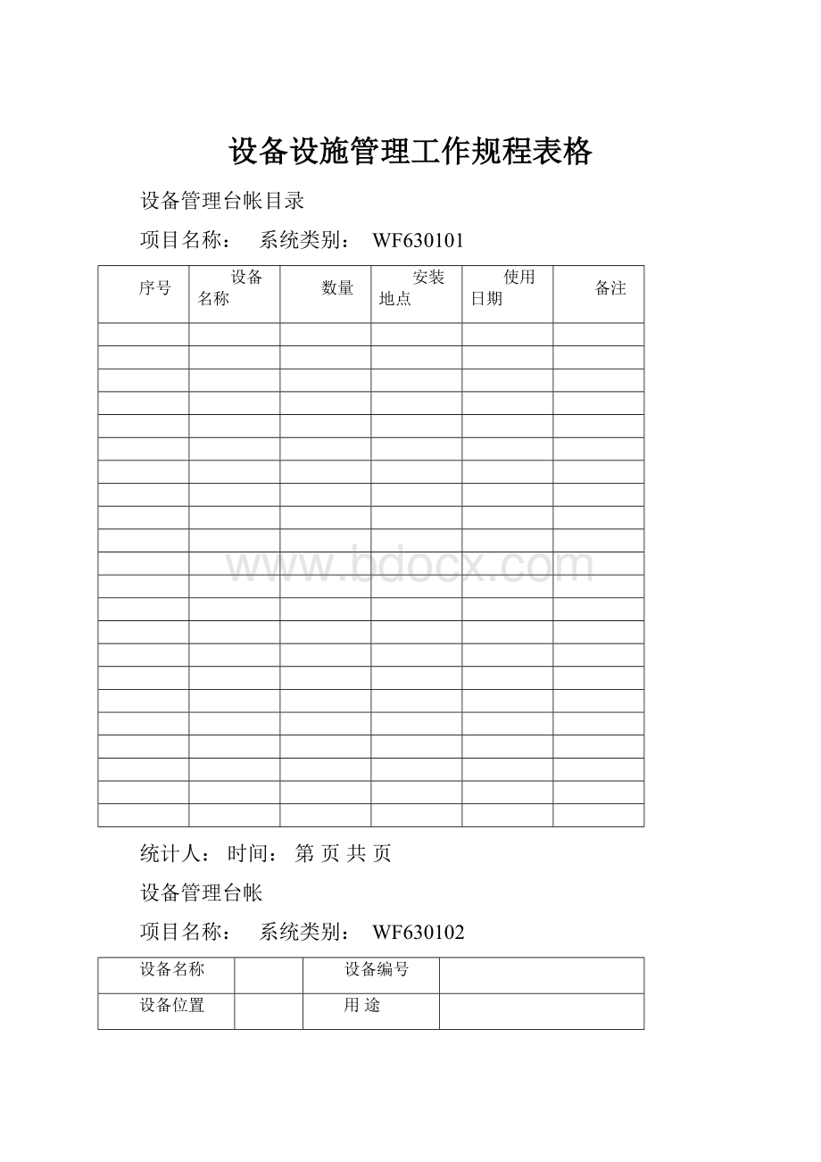 设备设施管理工作规程表格.docx_第1页